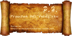 Praschek Hófehérke névjegykártya